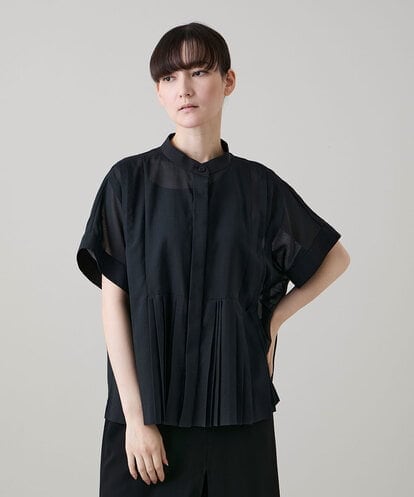 RHBHE01630 HIROKO KOSHINO 立体プリーツシアーブラウス /洗える