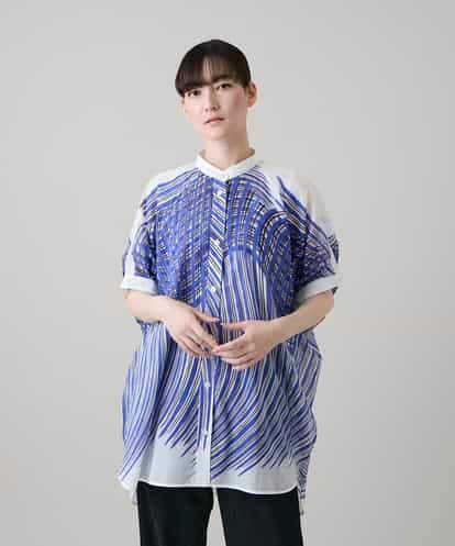 RHBHE02690 HIROKO KOSHINO ウェーブストライプコットンブラウス /日本製/洗える