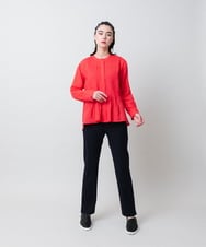 RHBIE11450 HIROKO KOSHINO(ヒロココシノ) ピンタックバンドカラーシャツ/洗える レッド