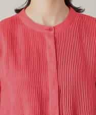 RHBIE11450 HIROKO KOSHINO(ヒロココシノ) ピンタックバンドカラーシャツ/洗える レッド