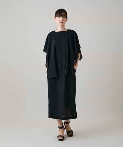 RHEHE05690 HIROKO KOSHINO ドレープスリーブ楊柳ワンピース /洗える