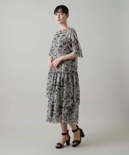 RHEYE30110 HIROKO KOSHINO 楊柳アートプリントワンピース/日本製/洗える