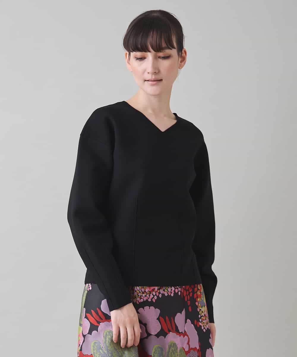 RHFAD05450 HIROKO KOSHINO(ヒロココシノ) ダーツアクセントニットプルオーバー /洗える ブラック