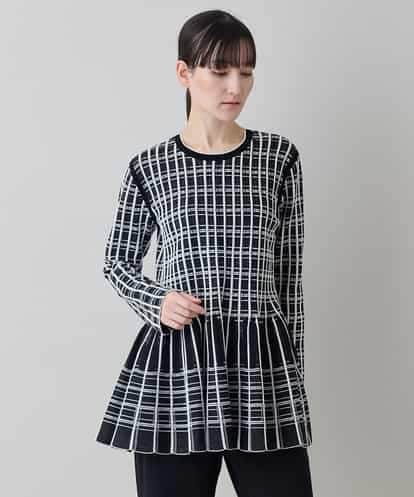 RHFED57740 HIROKO KOSHINO チェックジャカード立体ヘムチュニック
