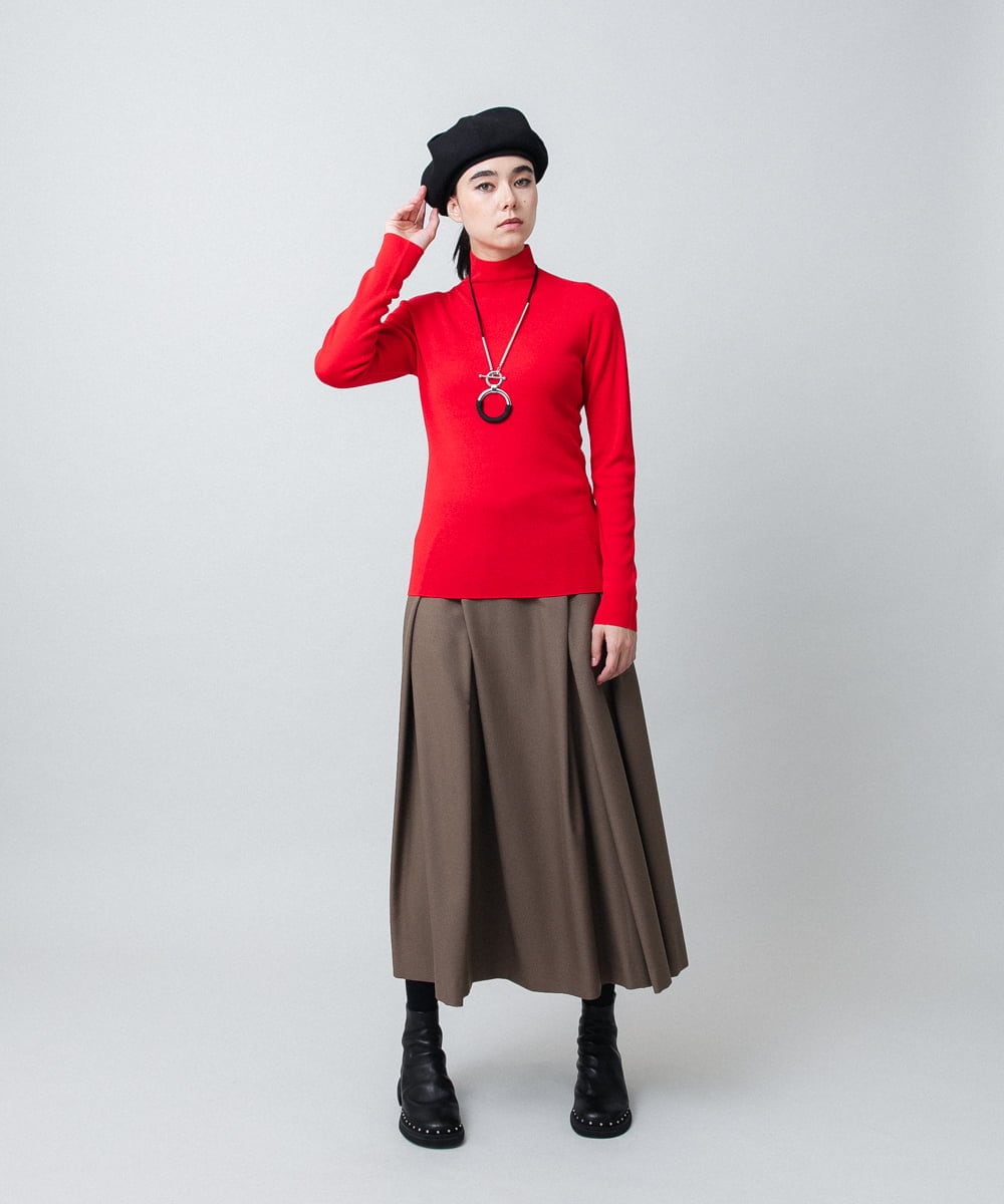 RHHAF04450 HIROKO KOSHINO(ヒロココシノ) タックデザインフレアスカート/日本製/洗える ベージュ