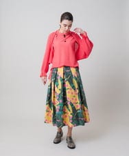 RHHEC25590 HIROKO KOSHINO(ヒロココシノ) アートプリントフレアスカート /日本製/洗える グリーン