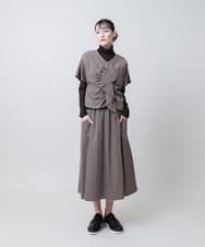 RHHJE23540 HIROKO KOSHINO(ヒロココシノ) エアリーチェックフレアスカート/日本製/洗える ベージュ