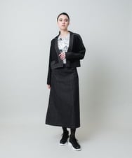 RHJGD01630 HIROKO KOSHINO(ヒロココシノ) 異素材ドッキングシアーデニムジャケット /洗える ブラック
