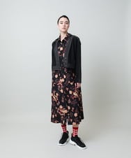 RHJGD01630 HIROKO KOSHINO(ヒロココシノ) 異素材ドッキングシアーデニムジャケット /洗える ブラック