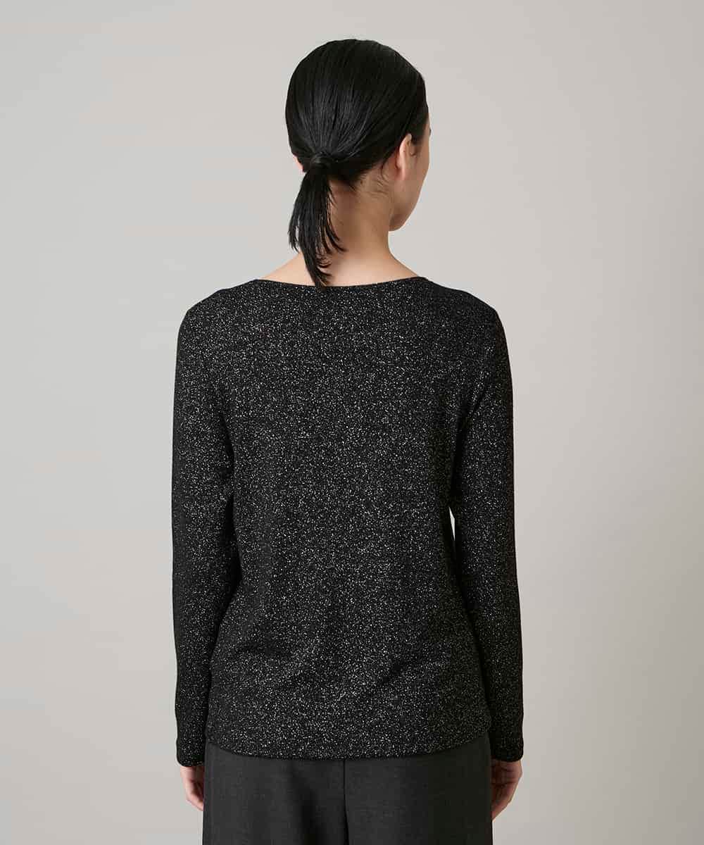 RHKAF23240 HIROKO KOSHINO(ヒロココシノ) ラメジャージーベーシックカットソー ブラック