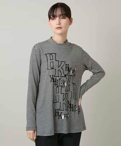 RHKAF32430 HIROKO KOSHINO 刺繍ロゴモックネックチュニック/日本製/洗える