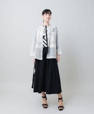 RHKGE20390 HIROKO KOSHINO(ヒロココシノ) ジオメトリックプリントカットソー/日本製/洗える ホワイト