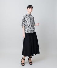 RHKGF30360 HIROKO KOSHINO(ヒロココシノ) アートプリントモックネックカットソー/日本製/洗える ベージュ
