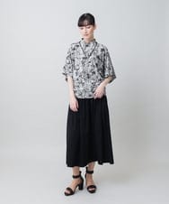 RHKGF30360 HIROKO KOSHINO(ヒロココシノ) アートプリントモックネックカットソー/日本製/洗える ベージュ