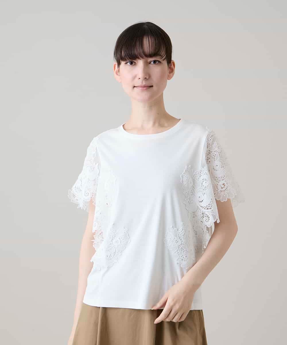RHKHE03450 HIROKO KOSHINO ケミカルレースジョイントカットソー /洗える