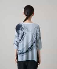 RHKHE05390 HIROKO KOSHINO(ヒロココシノ) 墨絵プリントデザインTシャツ /日本製/洗える ブルーグレー