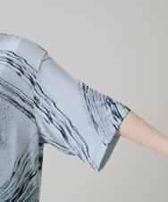 RHKHE05390 HIROKO KOSHINO(ヒロココシノ) 墨絵プリントデザインTシャツ /日本製/洗える ブルーグレー