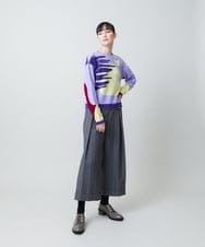 RHLED40430 HIROKO KOSHINO(ヒロココシノ) シャドーストライプクロップドワイドパンツ/日本製/洗える ベージュ