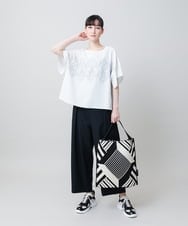 RHLGE24390 HIROKO KOSHINO(ヒロココシノ) フルダルエアーウォッシュカーヴィーワイドパンツ/日本製/洗える ホワイト