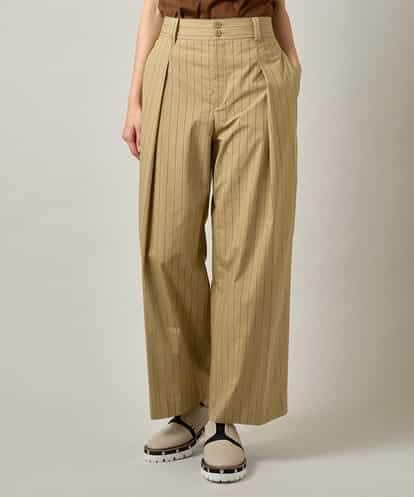 RHLJF26590 HIROKO KOSHINO 【WEB/京王百貨店新宿店限定】先染めストライプストレートパンツ /日本製/洗える