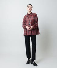 RHPCD39590 HIROKO KOSHINO(ヒロココシノ) ハイネックギャザーブラウス/日本製/洗える レッド