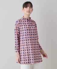 RHPED52430 HIROKO KOSHINO(ヒロココシノ) 【ブラック：WEB/京王百貨店新宿店限定カラー】ドットスクエアAラインデザインチュニック /日本製/洗える ピンク