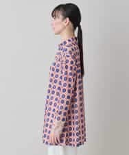 RHPED52430 HIROKO KOSHINO(ヒロココシノ) 【ブラック：WEB/京王百貨店新宿店限定カラー】ドットスクエアAラインデザインチュニック /日本製/洗える ピンク