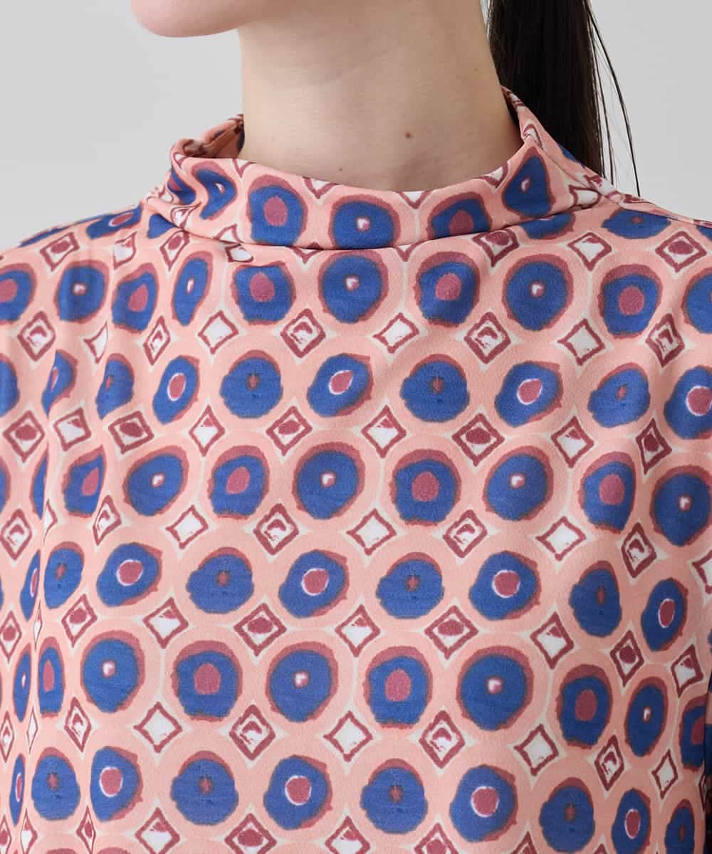 RHPED52430 HIROKO KOSHINO(ヒロココシノ) 【ブラック：WEB/京王百貨店新宿店限定カラー】ドットスクエアAラインデザインチュニック /日本製/洗える ピンク