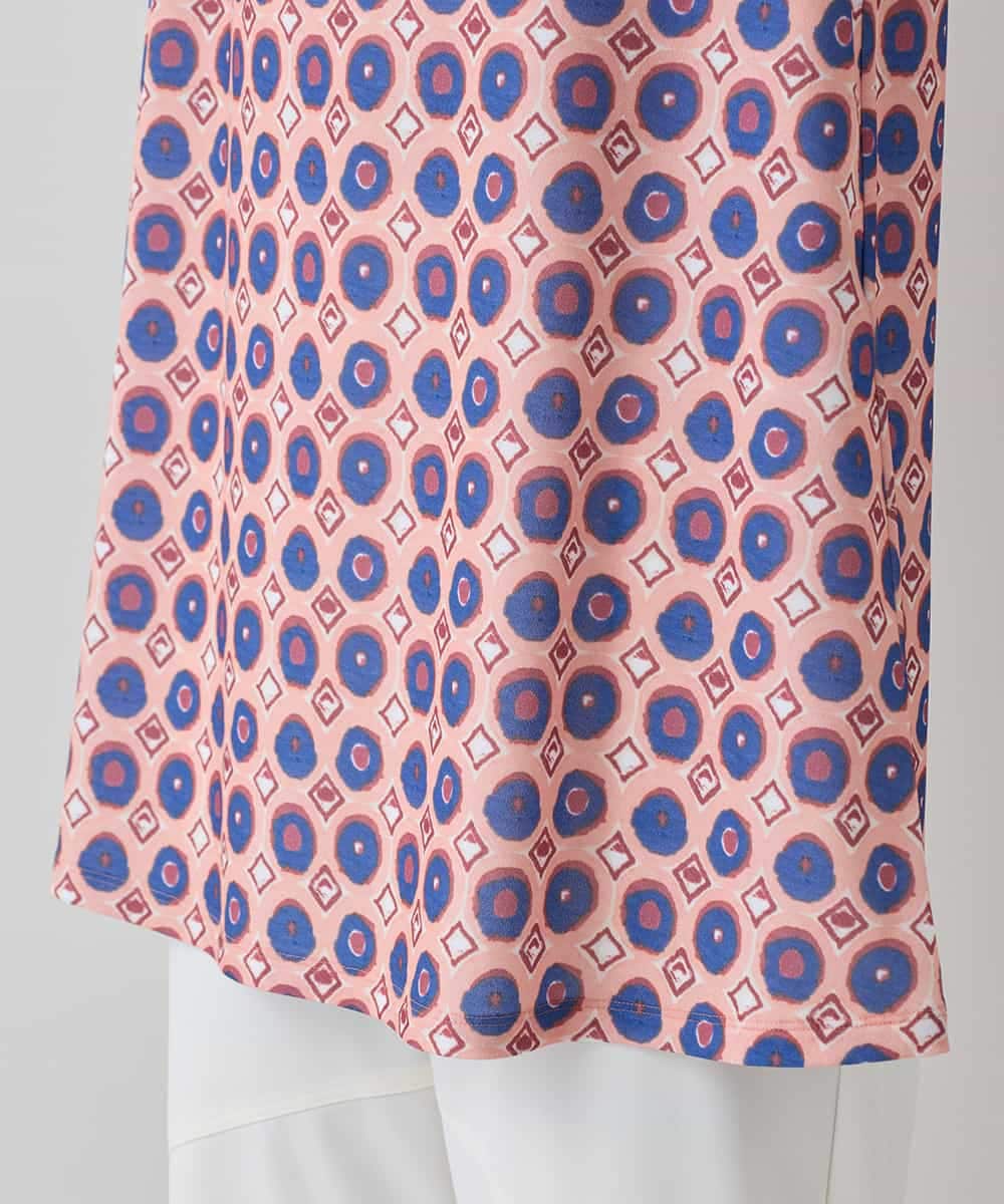 RHPED52430 HIROKO KOSHINO(ヒロココシノ) 【ブラック：WEB/京王百貨店新宿店限定カラー】ドットスクエアAラインデザインチュニック /日本製/洗える ピンク