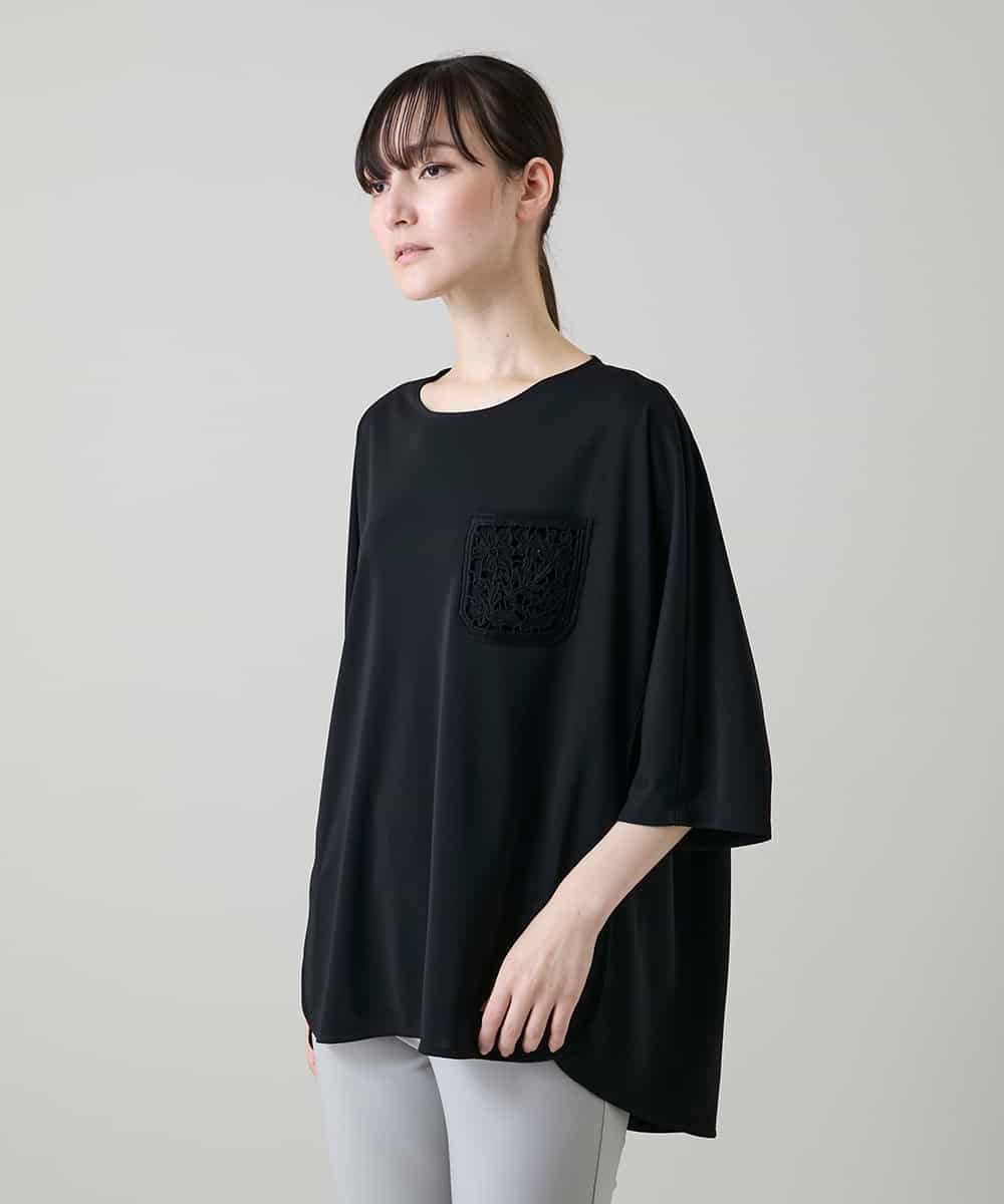 RHPGF12360 HIROKO KOSHINO 刺繍ポケットデザインカットソー/日本製/洗える