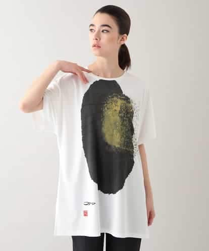 RHPHB06490 HIROKO KOSHINO 墨絵プリントチュニックTシャツ /日本製/洗える