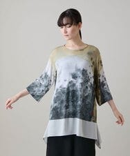 RHPHE05490 HIROKO KOSHINO(ヒロココシノ) 墨絵プリントデザインチュニック /日本製/洗える マルチ