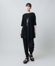 RHPJB23450 HIROKO KOSHINO(ヒロココシノ) ドレープフリルアシンメトリーカットチュニック /日本製/洗える ブラック
