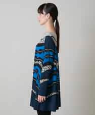 RHPLD07540 HIROKO KOSHINO(ヒロココシノ) アートジャージーチュニック /日本製/洗える ブルー