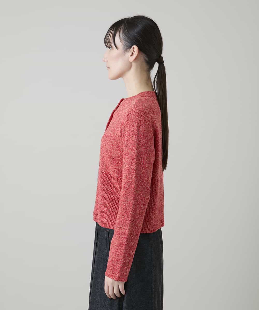 RHSGD04630 HIROKO KOSHINO(ヒロココシノ) 切り替えニットカーディガン/日本製/洗える オレンジ