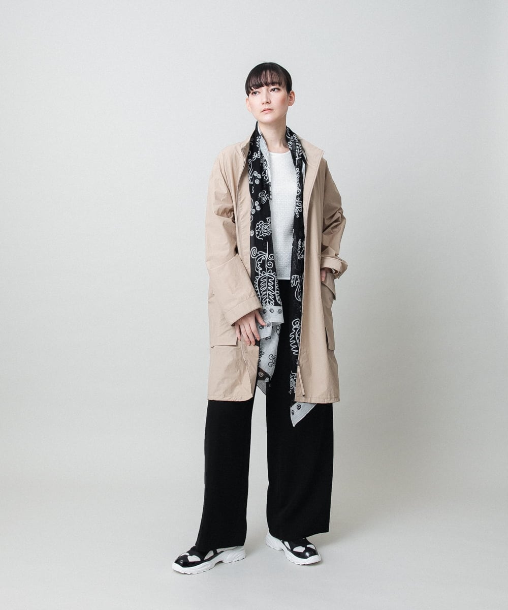 RHUFD01720 HIROKO KOSHINO(ヒロココシノ) ポケットアクセントタフタロングコート カーキ