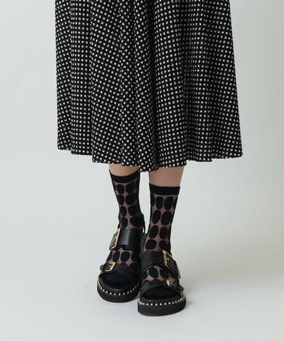 RK8GA01036 HIROKO KOSHINO オーバル柄シースルーソックス/日本製