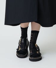 RK8HB01036 HIROKO KOSHINO(ヒロココシノ) ジオメトリックジャカードソックス/日本製/洗濯機で洗える ブラック