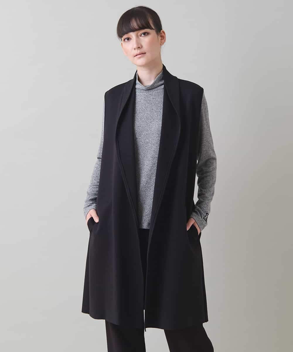 RKBAD01390 HIROKO KOSHINO(ヒロココシノ) カーブカラーデザインジレ/日本製/洗える ブラック