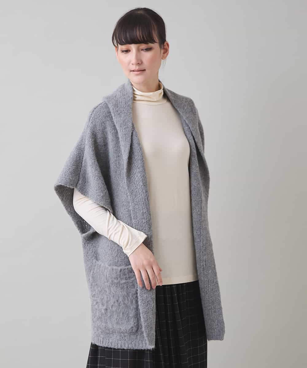 RKBAD02390 HIROKO KOSHINO(ヒロココシノ) ボリュームカラーニットジレ グレー
