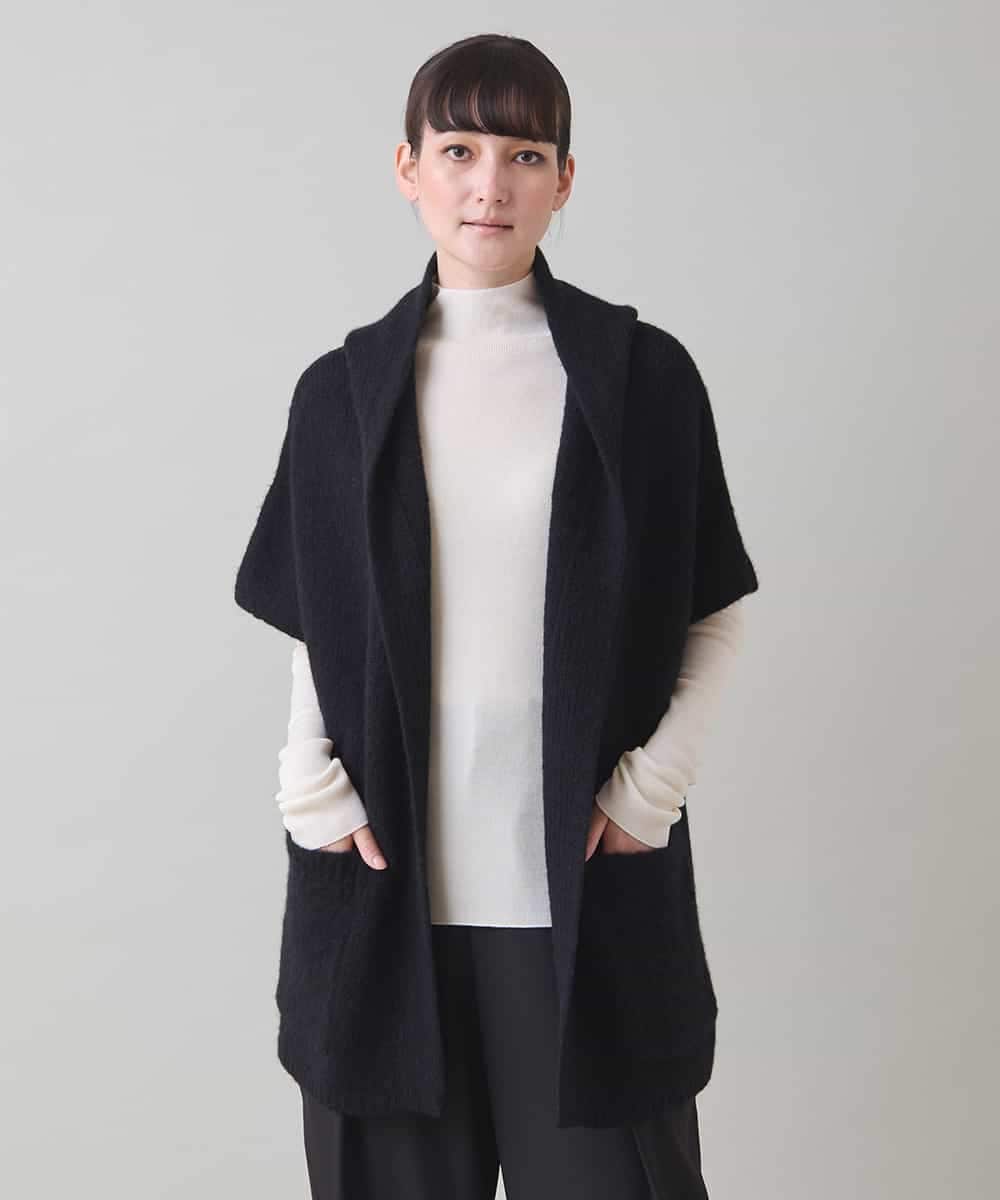RKBAD02390 HIROKO KOSHINO(ヒロココシノ) ボリュームカラーニットジレ ブラック