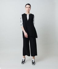 RKBGF01330 HIROKO KOSHINO(ヒロココシノ) Vカットデザインジレ/日本製/洗える ブラック
