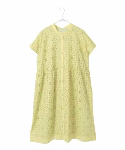 RLBFD34410  【大きいサイズ】アイレット刺繍フレンチスリーブチュニックブラウス /洗える