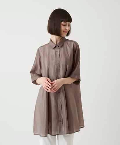 RLBIE03290 HIROKO BIS GRANDE メッシュアクセントシアーチュニックシャツ /洗える