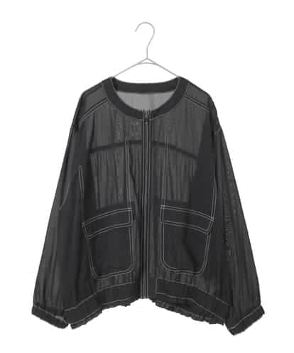 RLBJD11350  【大きいサイズ】配色ステッチシアーライトブルゾン