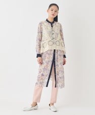 RLEDD07510 HIROKO BIS GRANDE(ヒロコ ビス グランデ) 【大きいサイズ】アイリスモチーフタックワンピース /洗濯機で洗える アイボリー