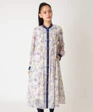 RLEDD07510 HIROKO BIS GRANDE(ヒロコ ビス グランデ) 【大きいサイズ】アイリスモチーフタックワンピース /洗濯機で洗える アイボリー