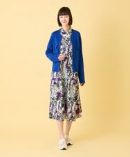 RLEED20510 HIROKO BIS GRANDE(ヒロコ ビス グランデ) 【大きいサイズ】フラワープリントシャツカラーワンピース /洗濯機で洗える ネイビー