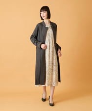 RLEED56510 HIROKO BIS GRANDE(ヒロコ ビス グランデ) 【大きいサイズ】ボタニカルモチーフピンタックワンピース /洗える アイボリー