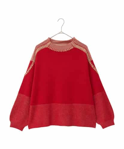 RLFAD35360 HIROKO BIS GRANDE 【大きいサイズ】プレーティング刺繍ニットプルオーバー